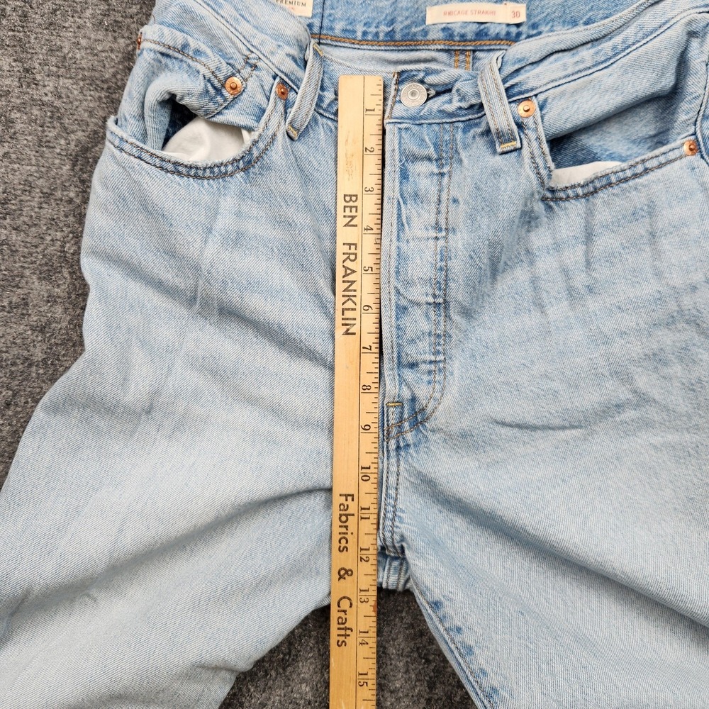 Levis Premium Ribcage Straight Jeans Womens 30x29 Light Wash High Rise Denim - Picture 7 of 10